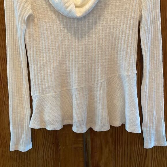Maeve by Anthropologie Winterscape Cowl Neck Peplum Sweater - White XS - Picture 6 of 8